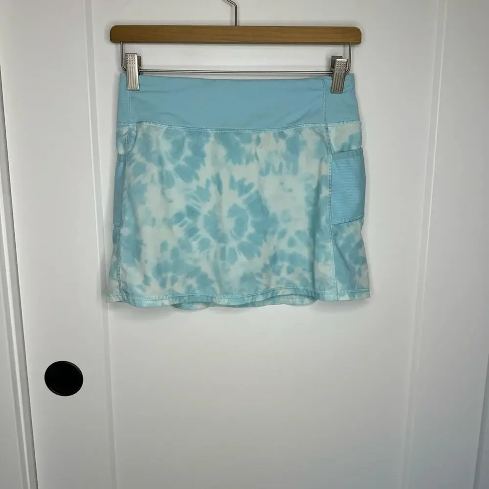Athleta Girl Record Breaker Blue Tie Dye Skort Athletic Skirt Size XL 14